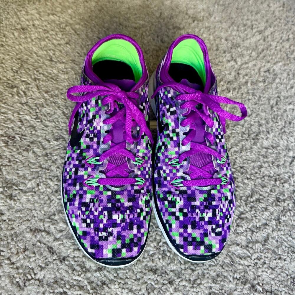 Nike Free 5.0 Women’s Running Shoes Purple Pixel Print Size 7 EU 38 704695-502